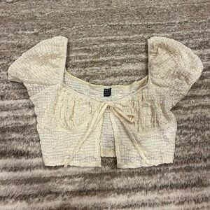 SHEIN Cream Puff Sleeve Crop Blouse